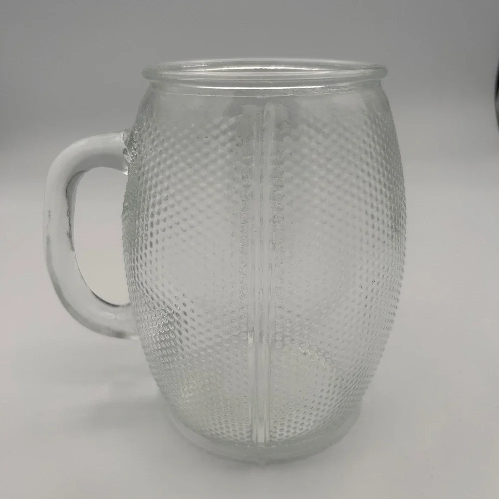 Home Essentials XL Football Beer Mug Clear Textured Glass‎ Stein